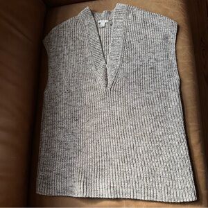 COS grey melange knit v neck sweater tank top vest layering natural fibers